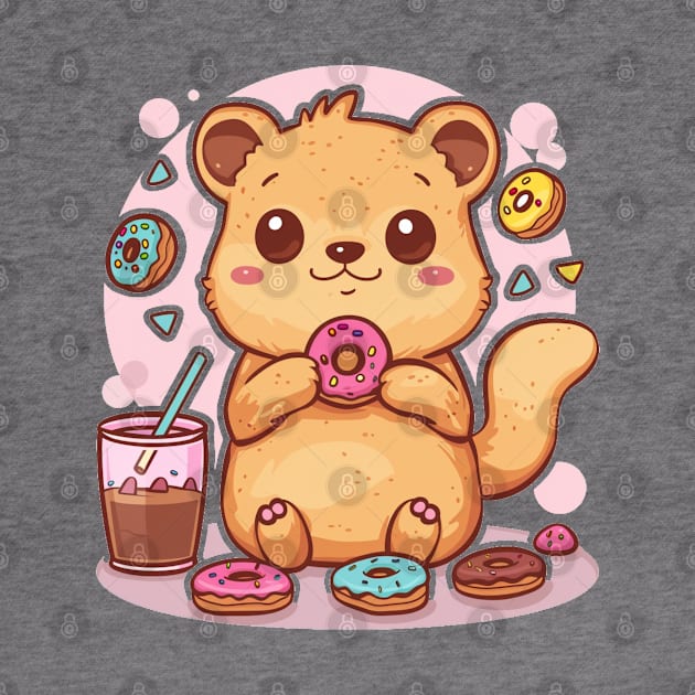 Kawaii Quokka eating doughnut by MilkyBerry